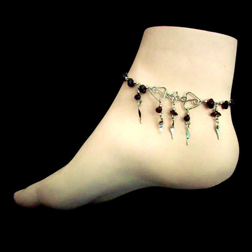 24 Amazing Cascajo Stone Anklets, Assorted Stone Color