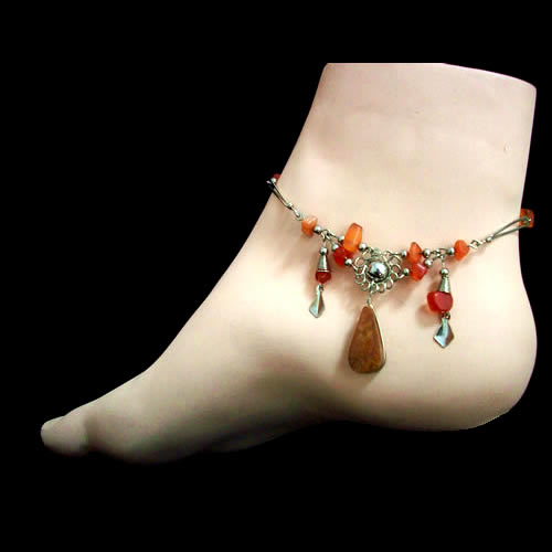 Lot 50 Gorgeous Peruvian Stone Anklets, Mixed Stone Colors