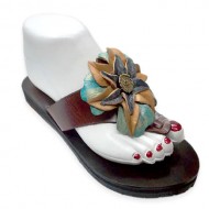 Pretty Flip Flops Leather Sandals with Decorative Flower 