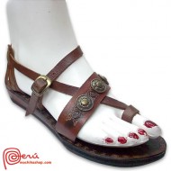 Gorgeous Toe Strap Leather Ethnic Women Sandals, Roman Design 