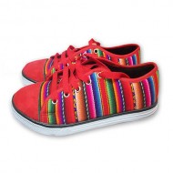 Beautiful Aguayo Fabric Blanket Sneaker, Red Color
